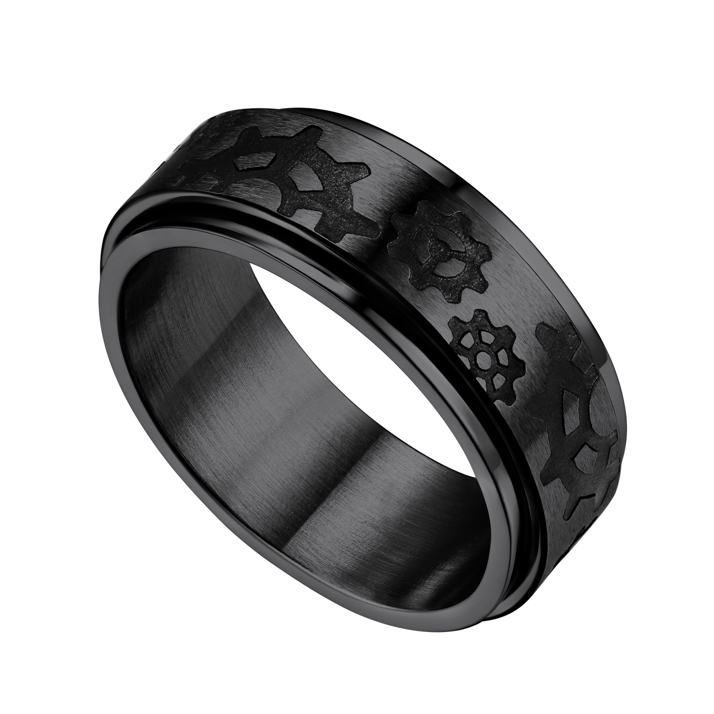 Flash 8mm Rotatable Star Moon, Sun Turning Ring for