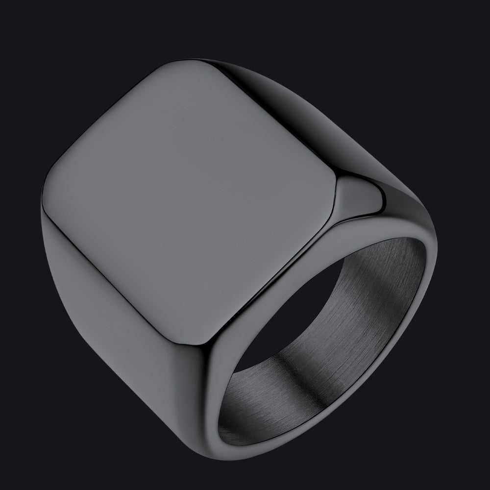 Customized Text Chunky Signet Ring for