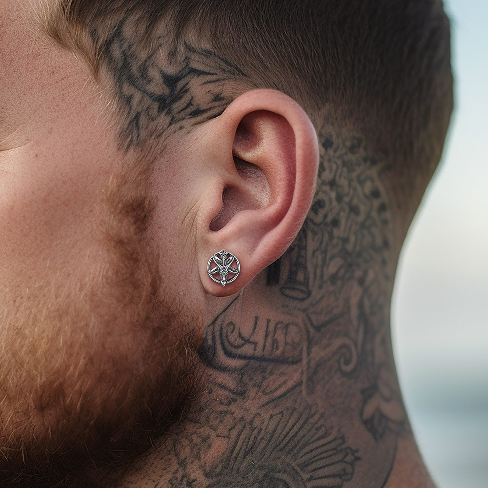 Satanic Baphomet Goat Stud Earrings for