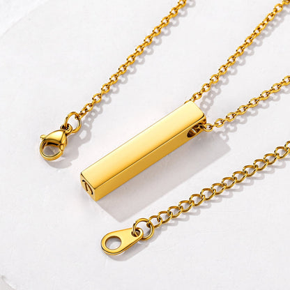 Engraved Bar Urn Necklace for Ashes Cremation Jewlery for