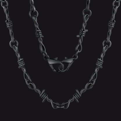 Gothic Thorn Barb Wire Chain Link Necklace Birthday Gift for