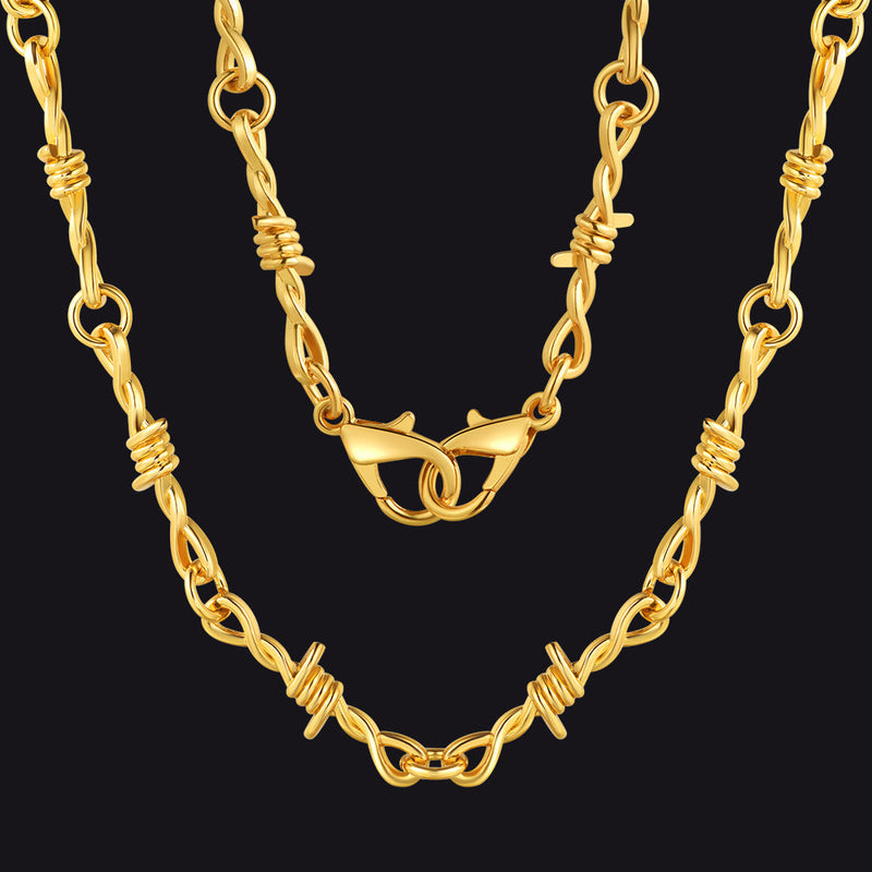 Gothic Thorn Barb Wire Chain Link Necklace Birthday Gift for