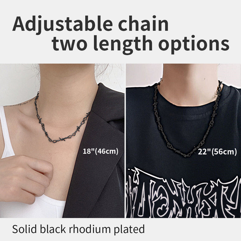 Gothic Thorn Barb Wire Chain Link Necklace Birthday Gift for