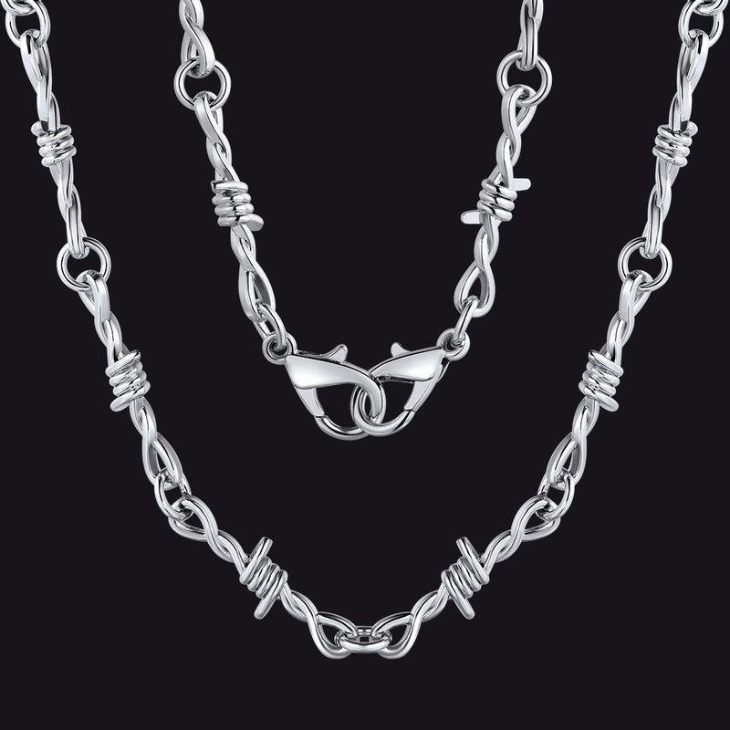 Gothic Thorn Barb Wire Chain Link Necklace Birthday Gift for