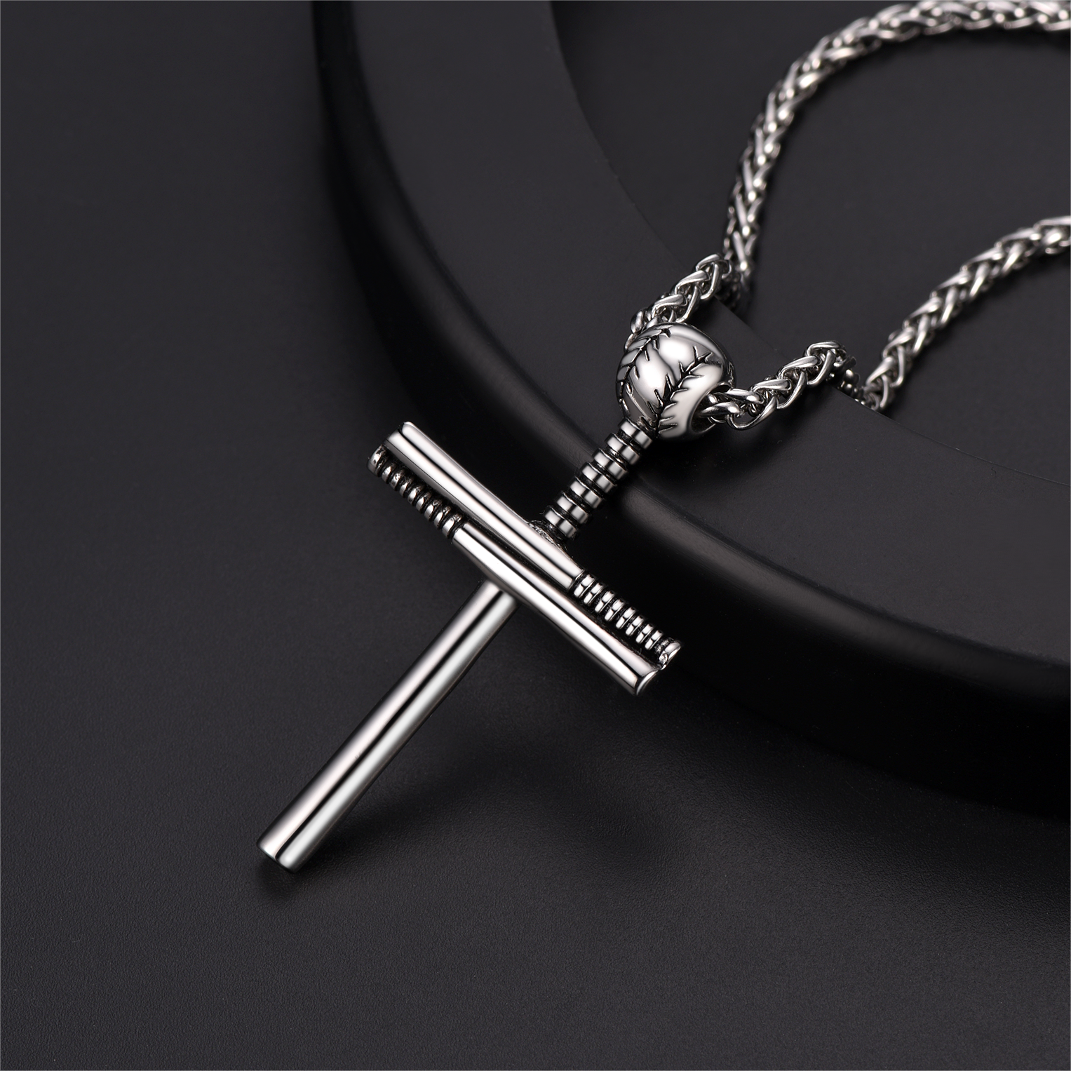 Baseball Bat Cross Necklace Sport Pendant for
