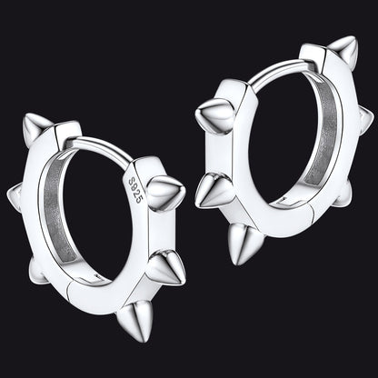 Sterling Silver Basic Rivet Hoop Earrings for