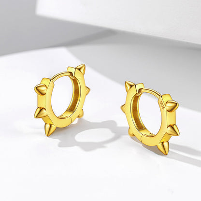 Sterling Silver Basic Rivet Hoop Earrings for