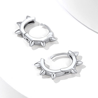 Sterling Silver Basic Rivet Hoop Earrings for