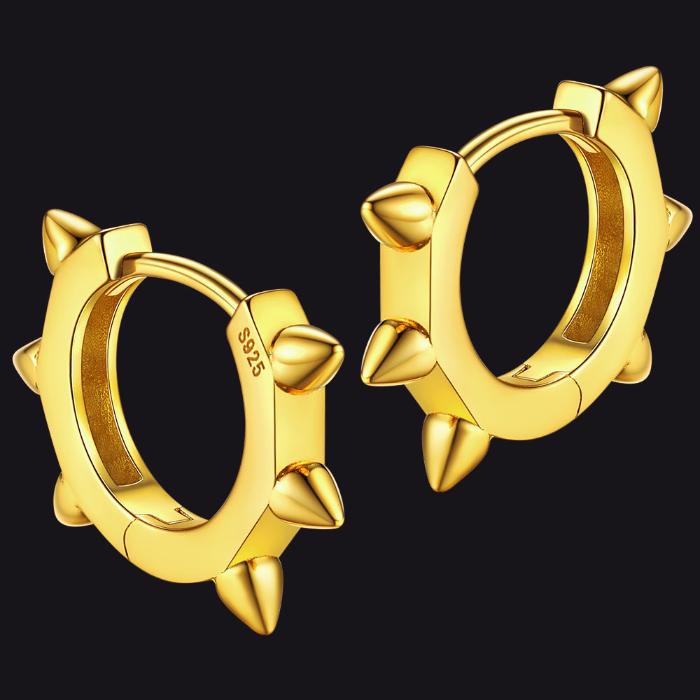 Sterling Silver Basic Rivet Hoop Earrings for