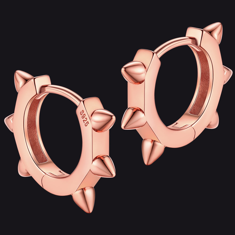 Sterling Silver Basic Rivet Hoop Earrings for