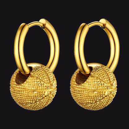Basketball Dangle Hoop Earrings for