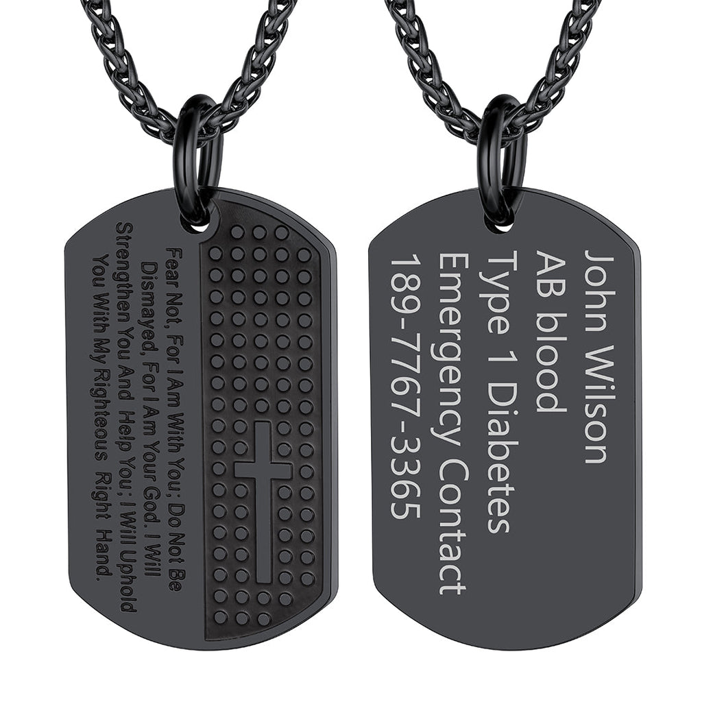 Custom Engraved Military Bible Cross Dog Tag Necklace for