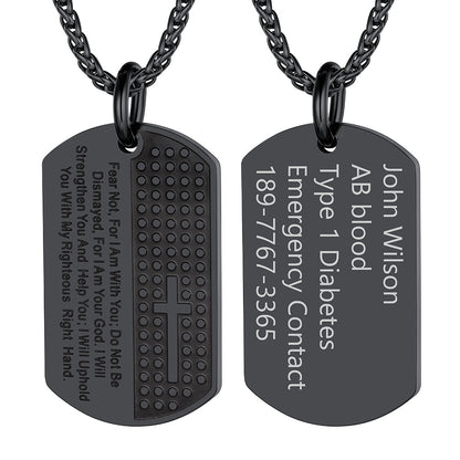 Custom Engraved Military Bible Cross Dog Tag Necklace for