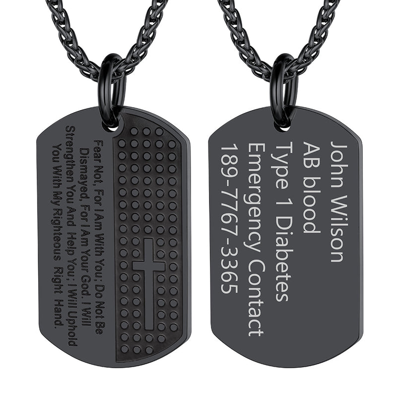 Custom Engraved Military Bible Cross Dog Tag Necklace for