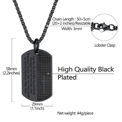 Custom Engraved Military Bible Cross Dog Tag Necklace for