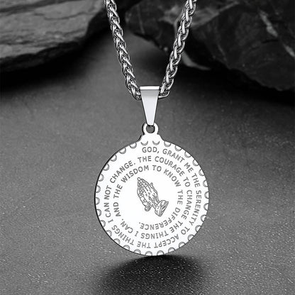 Bible Verse Prayer Hands Coin Medal Necklace for