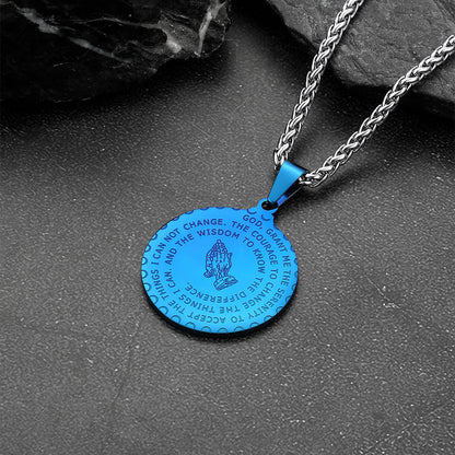 Bible Verse Prayer Hands Coin Medal Necklace for
