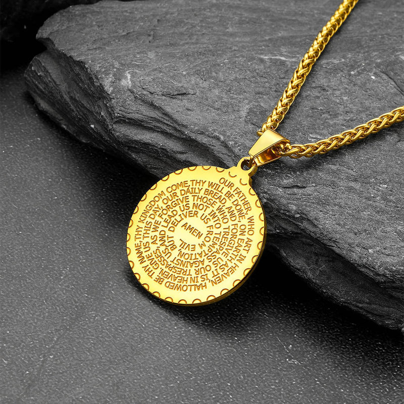 Bible Verse Prayer Hands Coin Medal Necklace for