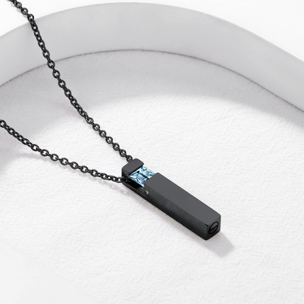 Custom Birthstone Bar Urn Cremation Necklace for Ashes Memorial Keepsakes Pendant