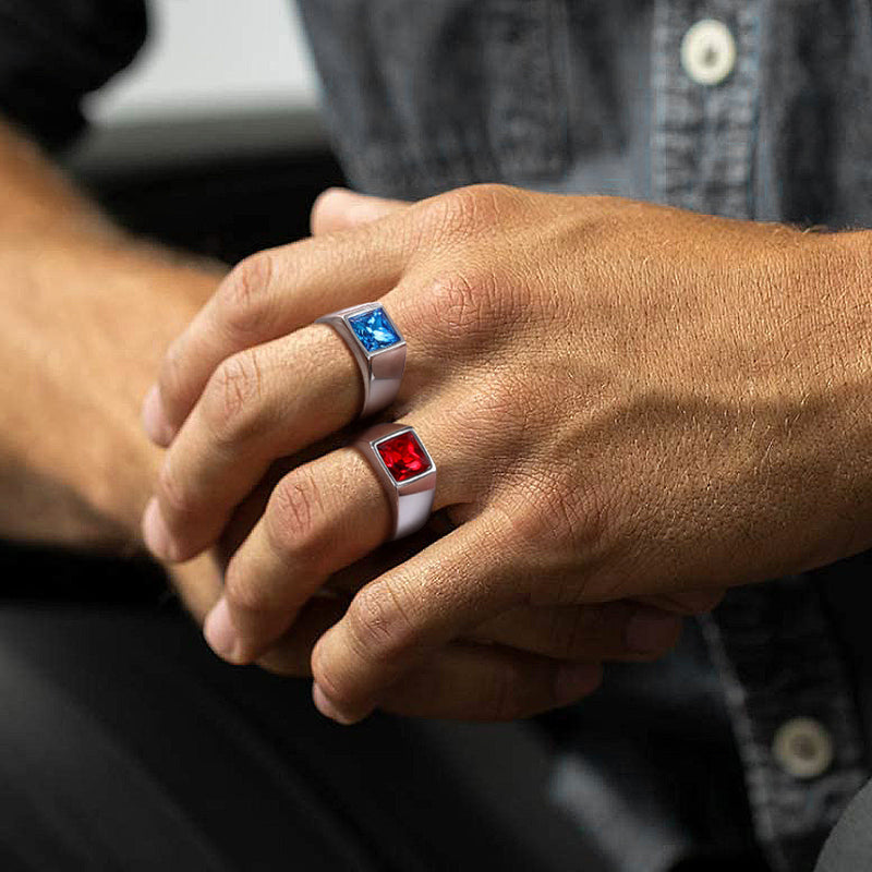 Minimalist Birthstone Gemstone Band Ring for