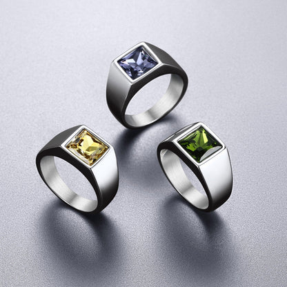 Minimalist Birthstone Gemstone Band Ring for