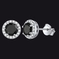 S925 Silver Cz Birthstone Stud Halo Earrings for