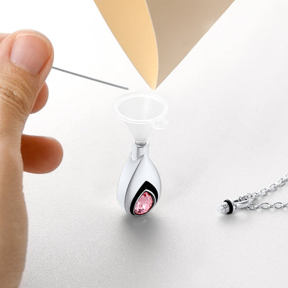 Custom Cremation Tear Drop Birthstone Urn Ashes Necklace for