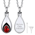 Custom Cremation Tear Drop Birthstone Urn Ashes Necklace for