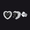 Sterling Silver Birthstone Heart Halo Stud Earrings for