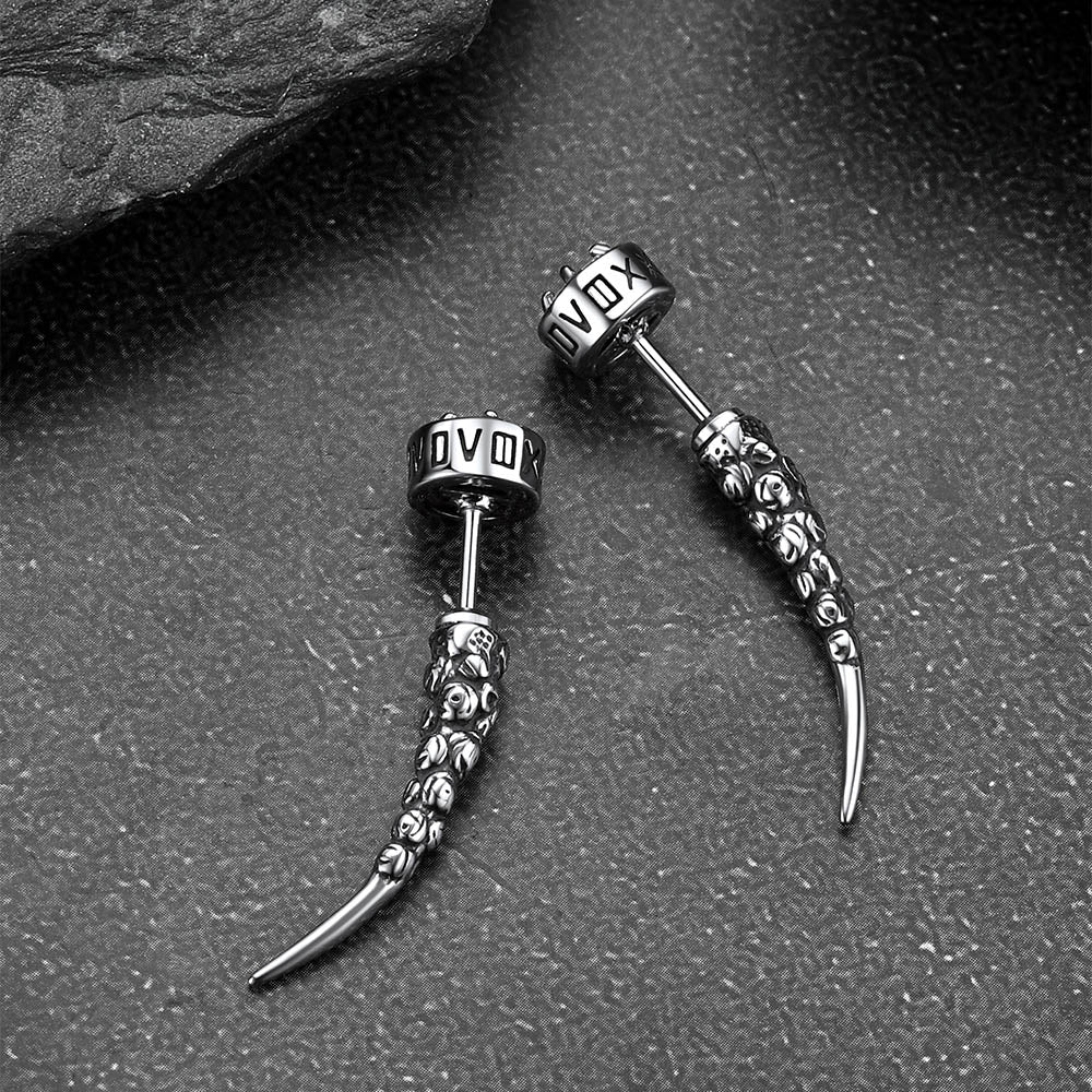 Viking Rune Fang Stud Earrings for – Nordic Star Cz Earrings