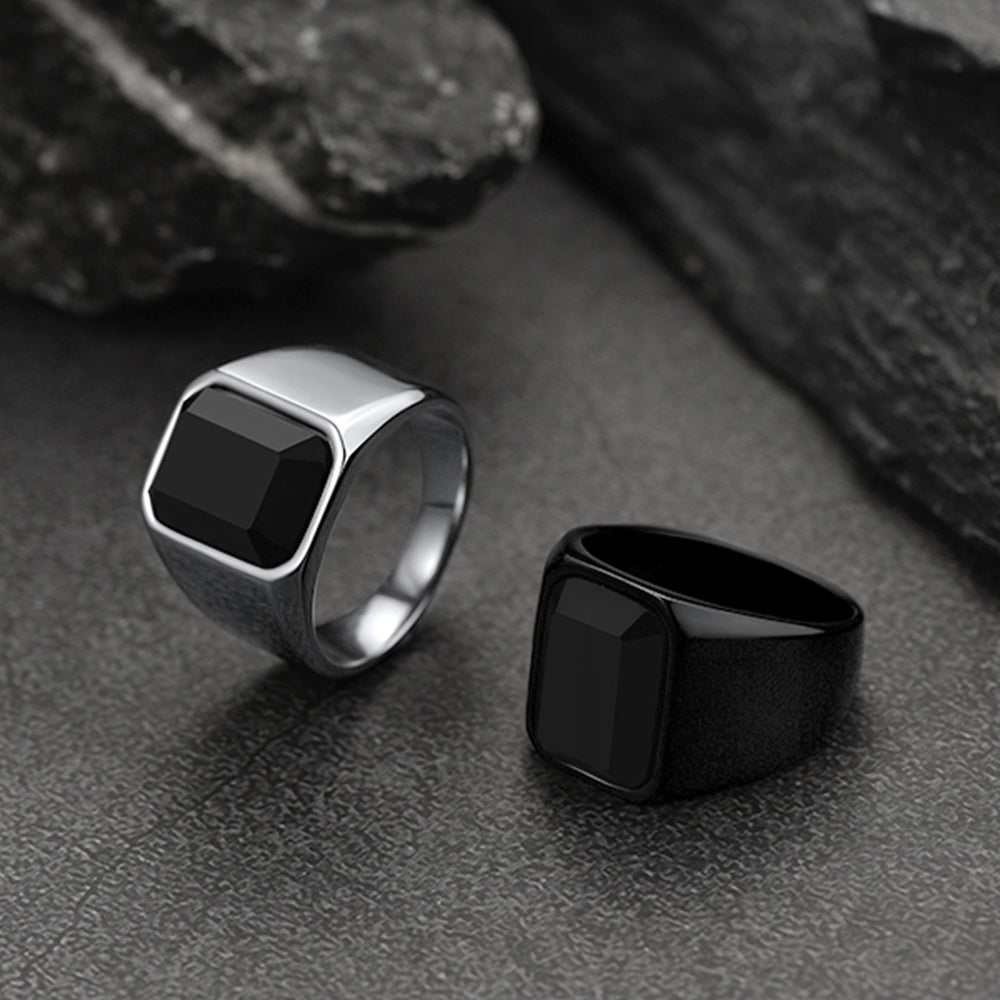 Black Onyx Stone Ring Signet Ring for Size 07-12