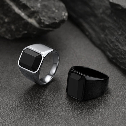 Black Onyx Stone Ring Signet Ring for Size 07-12