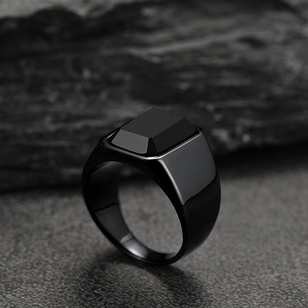 Black Onyx Stone Ring Signet Ring for Size 07-12