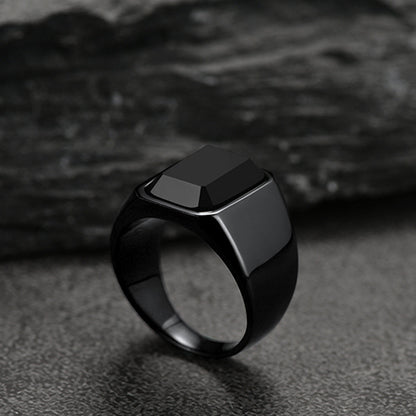 Black Onyx Stone Ring Signet Ring for Size 07-12