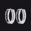 Sterling Silver Black Onyx Huggie Hoop Earrings for
