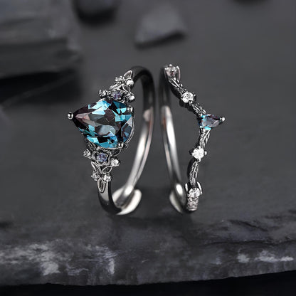 Bloom of the Dark Moon Ring Set
