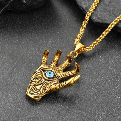 Dragon Claw Blue Evil Eye Pendant Necklace for