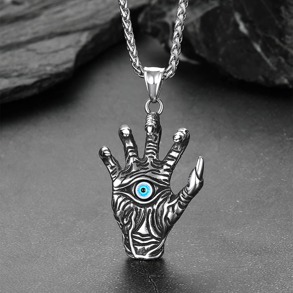 Dragon Claw Blue Evil Eye Pendant Necklace for