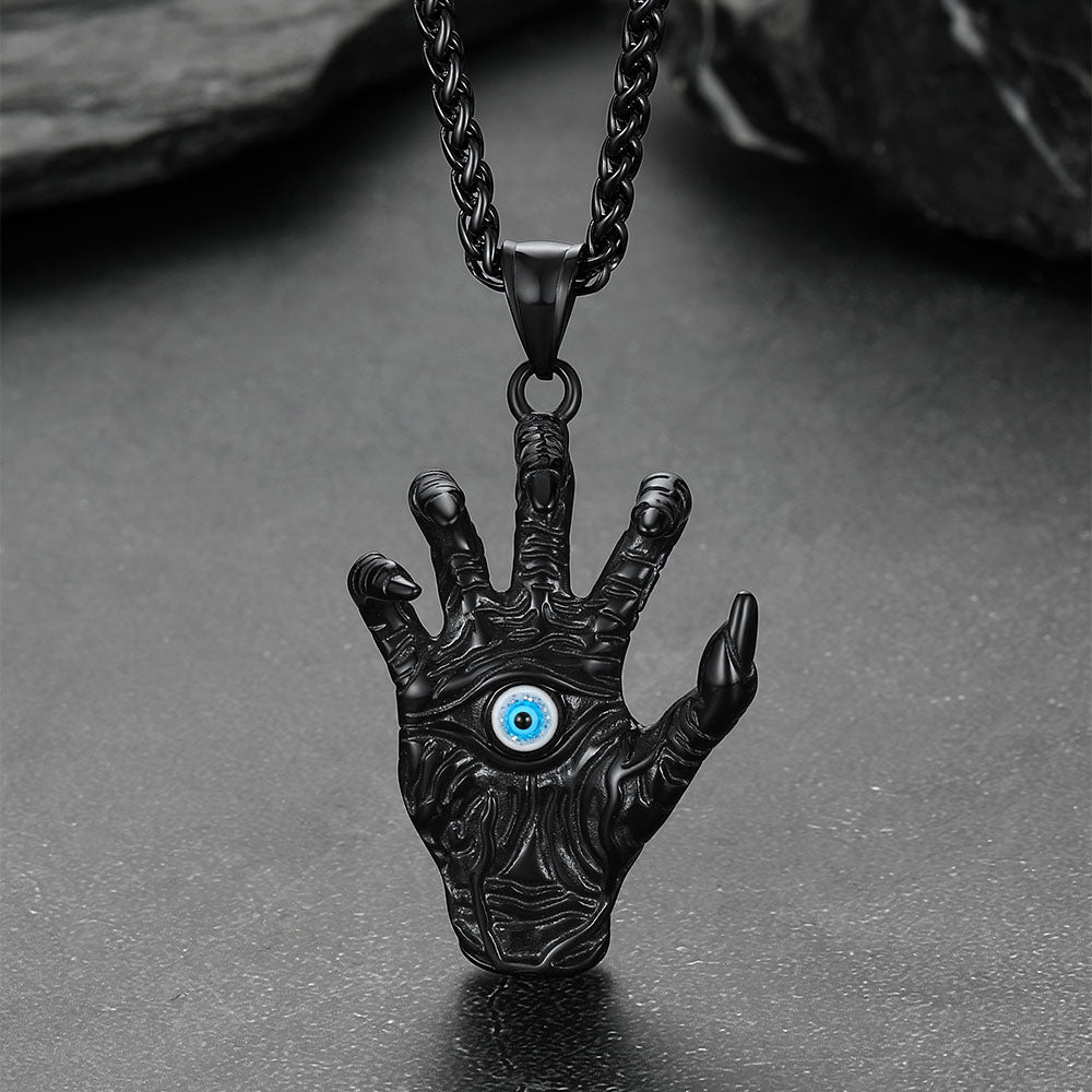 Dragon Claw Blue Evil Eye Pendant Necklace for