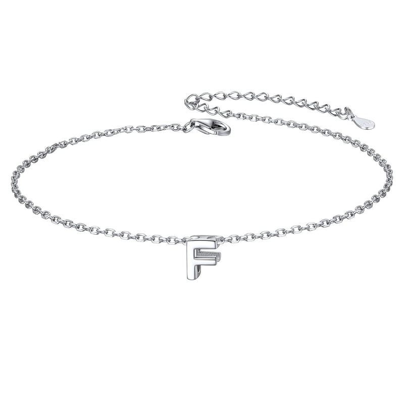 Sterling Silver Initial Cable Chain Ankle Bracelet for