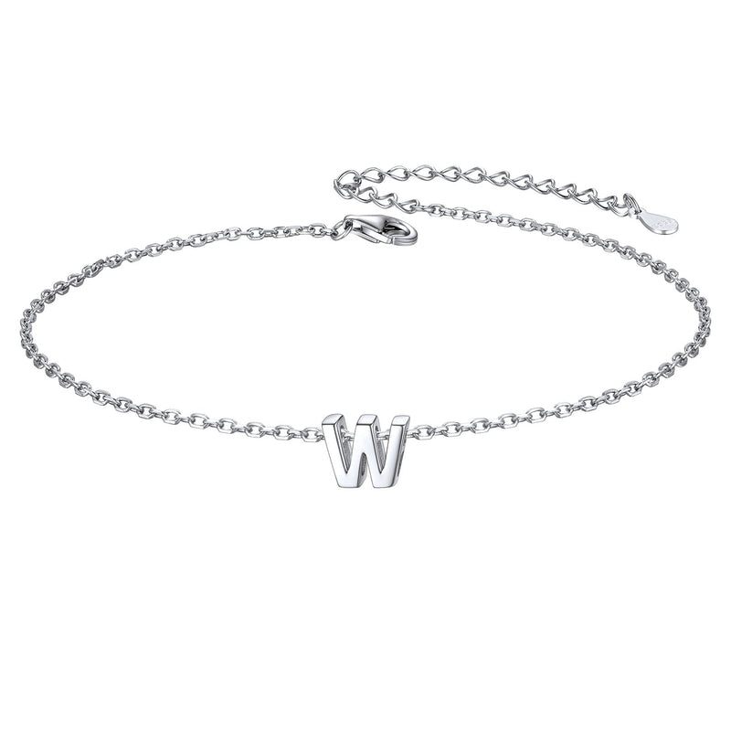 Sterling Silver Initial Cable Chain Ankle Bracelet for