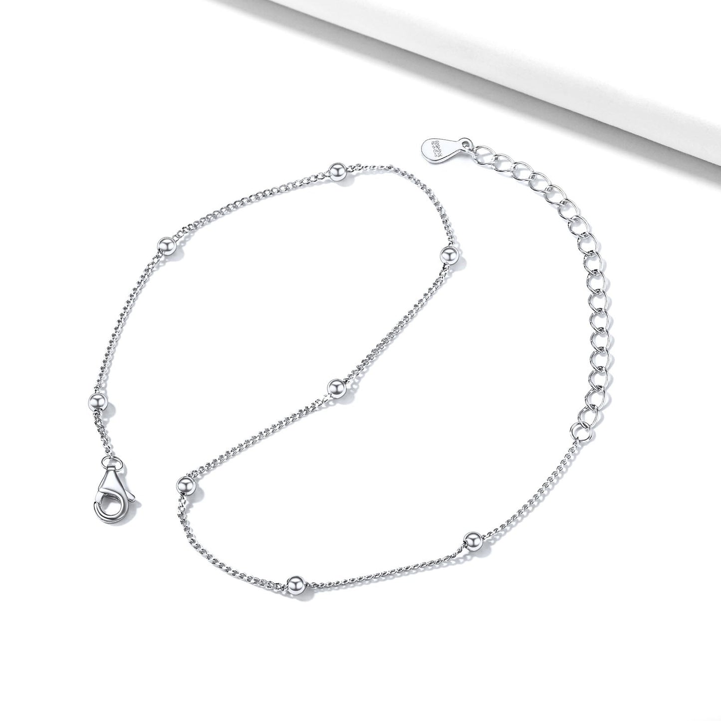 925 Sterling Silver Anklet With Beaded for