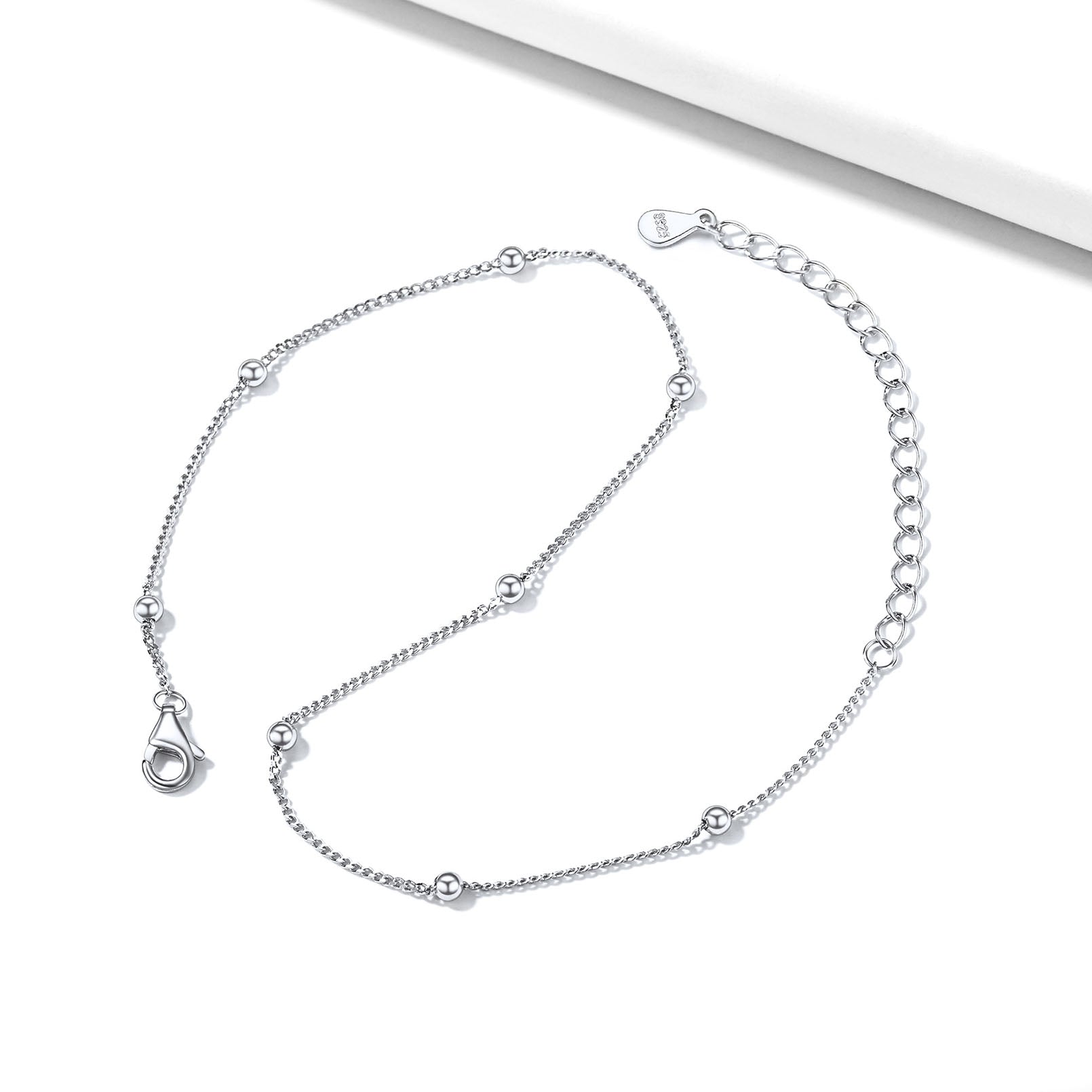 925 Sterling Silver Anklet With Beaded for