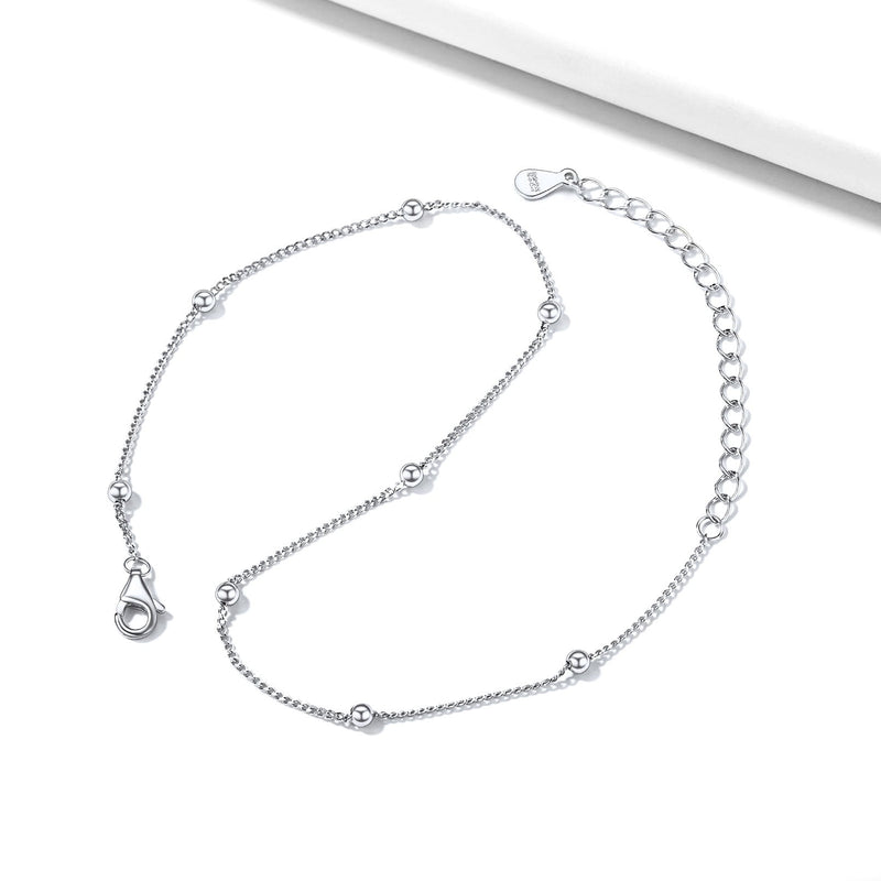 925 Sterling Silver Anklet With Beaded for