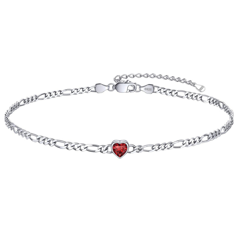 Personalized Sterling Silver Birthstone Dainty Heart Anklet for
