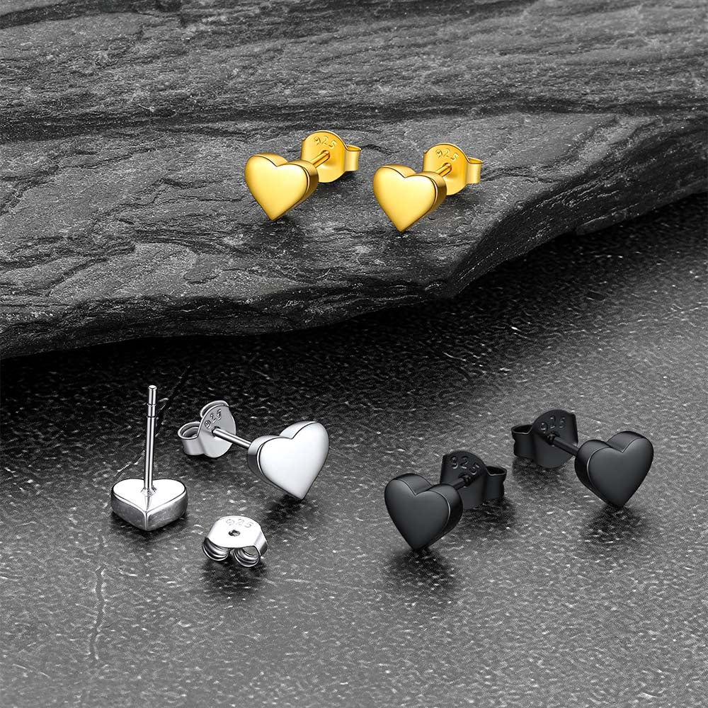 Sterling Silver Heart Stud Earrings for Kids