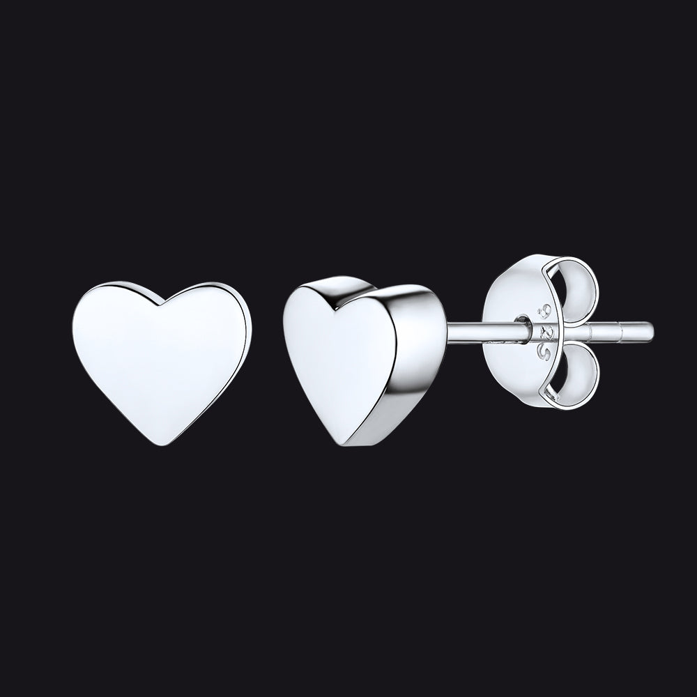 Sterling Silver Heart Stud Earrings for Kids