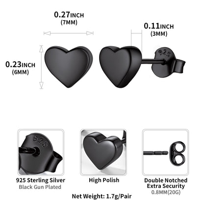 Sterling Silver Heart Stud Earrings for Kids