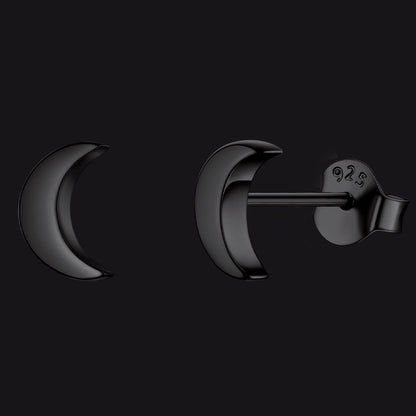 Sterling Silver Moon Stud Earrings for