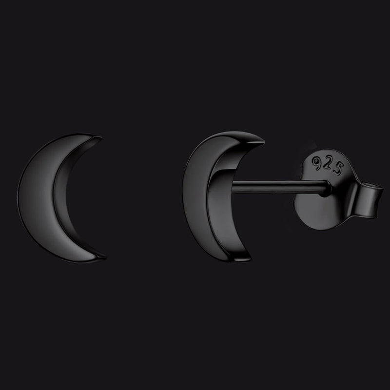 Sterling Silver Moon Stud Earrings for